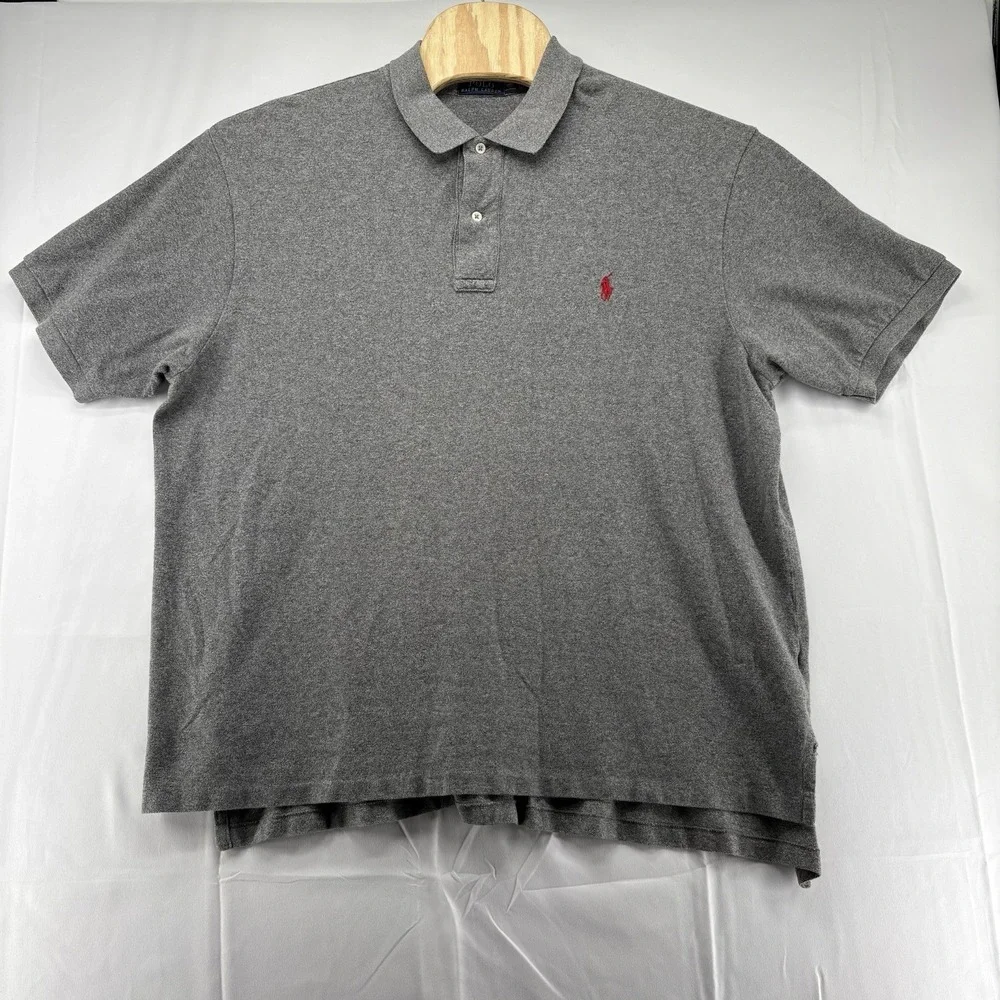 Polo Ralph Lauren Polo Shirt Men's 2XL Gray W Red Pony Logo Cotton